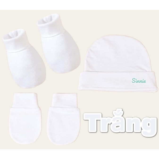 Bộ mũ, bao tay, bao chân cho bé sơ sinh