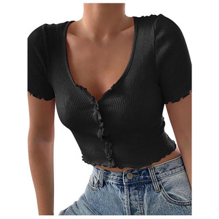 Áo Croptop Bigsize Nút Cài Xinh Xắn, Áo Thun Size Lớn 60-90kg Thời Trang - Smile Bigsize