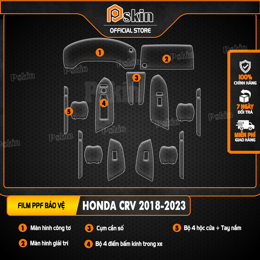 Dán PPF nội thất ô tô HONDA CRV 2018-2023 chống xước, che mờ vết xước.
