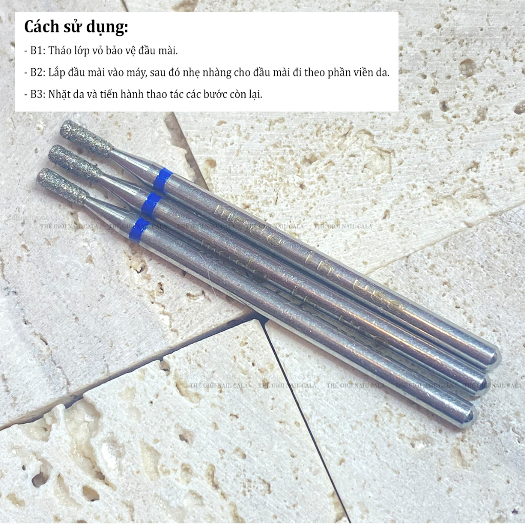 Đầu mài da ẩn USA - Đầu mài nhặt da - Đầu mài khóe làm nail an toàn - Chất liệu kim loại không rỉ - Siêu bền