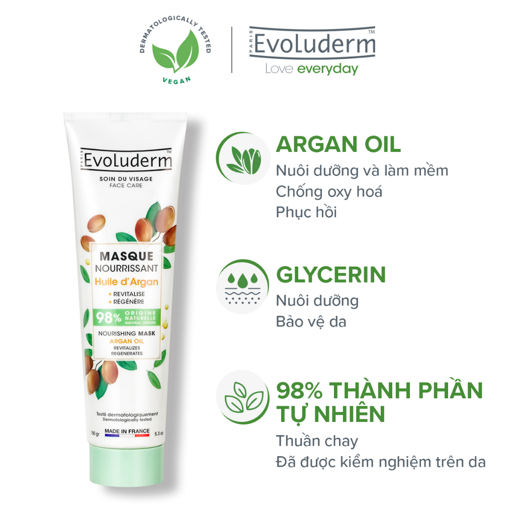 Mặt nạ Evoluderm nuôi dưỡng làn da tinh chất Argan Oil 150ml