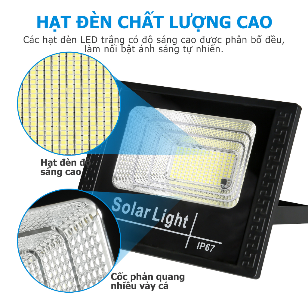 Đèn năng lượng mặt trời 100w ngoài trời,đèn năng lượng mặt trời Ngoài Trời Siêu Sáng Chống Nước- kèm điều khiển từ xa