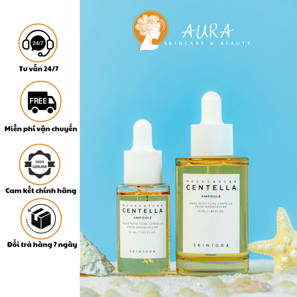 Serum Centella Rau Má Giảm Mụn Dịu Da Skin1004 Madagascar Asiatica Ampoule, Tinh chất rau má Centella 55ml