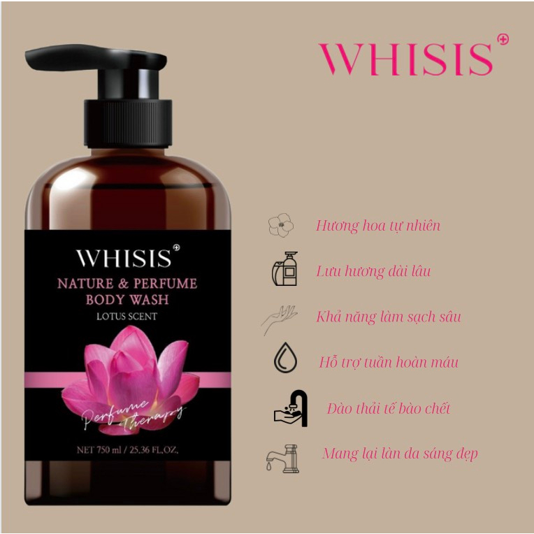 Sữa tắm hương hoa sen WHISIS Nature & Parfum Body Wash Lotus Scent 750ml