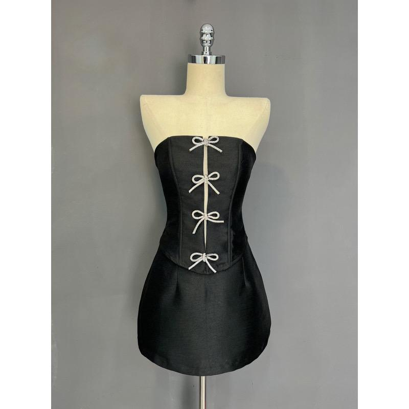 Áo ống corset đính nơ - Anna Top