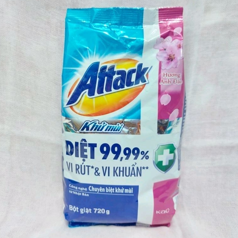 Bột giặt Attack khử mùi hương hoa anh đào túi 720g