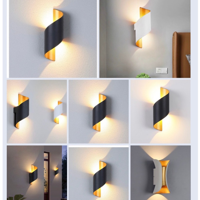 Đèn hắt Tường led ,Đèn Gắn Tường Chống nước 2 Đầu xoắn 10w Sử Dụng Ngoài Trời sân vườn hiện đại