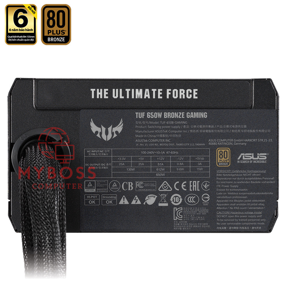 Nguồn máy tính ASUS TUF GAMING 650W-750W 80 Plus Bronze, Bảo Hành Chính Hãng 60 Tháng