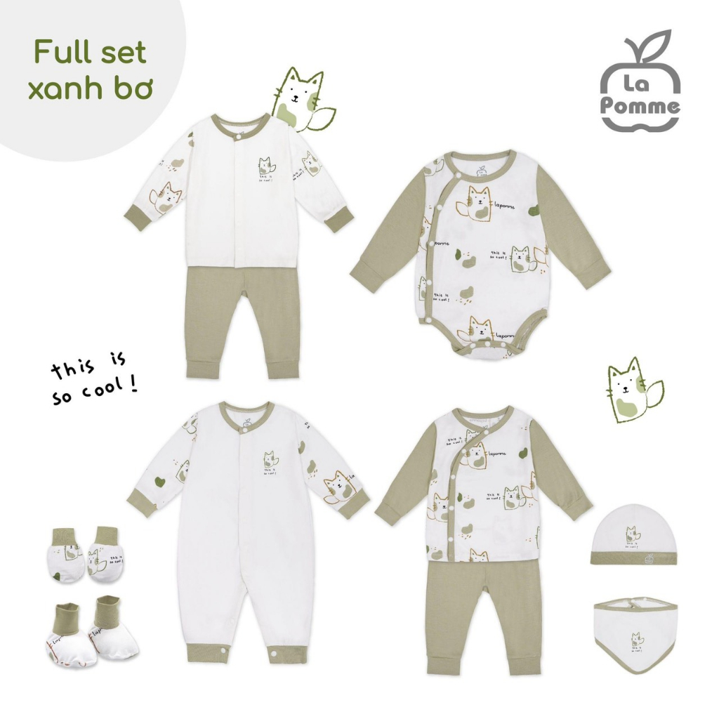 La Pomme set sơ sinh mèo xanh cho bé