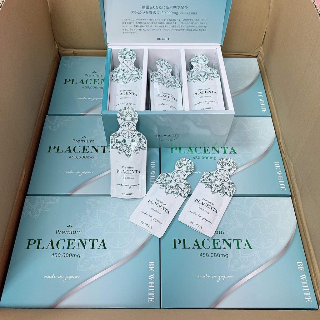 Nhau Thai Ngựa Đua Tổ Yến Be White Premium Placenta 450.000mg Nhật Bản Hộp 30 gói x 20 ml