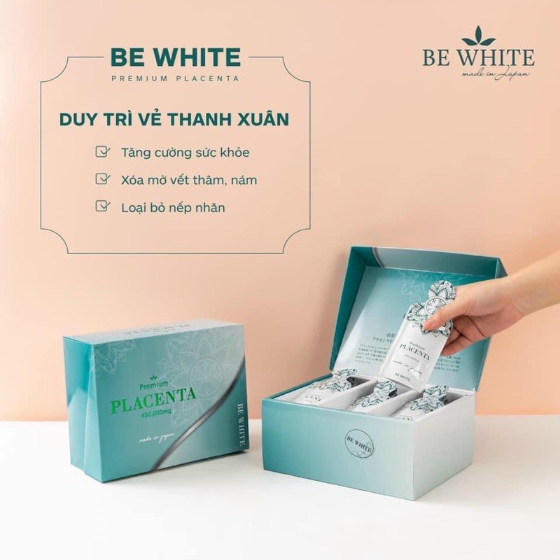 Nhau Thai Ngựa Đua Tổ Yến Be White Premium Placenta 450.000mg Nhật Bản Hộp 30 gói x 20 ml