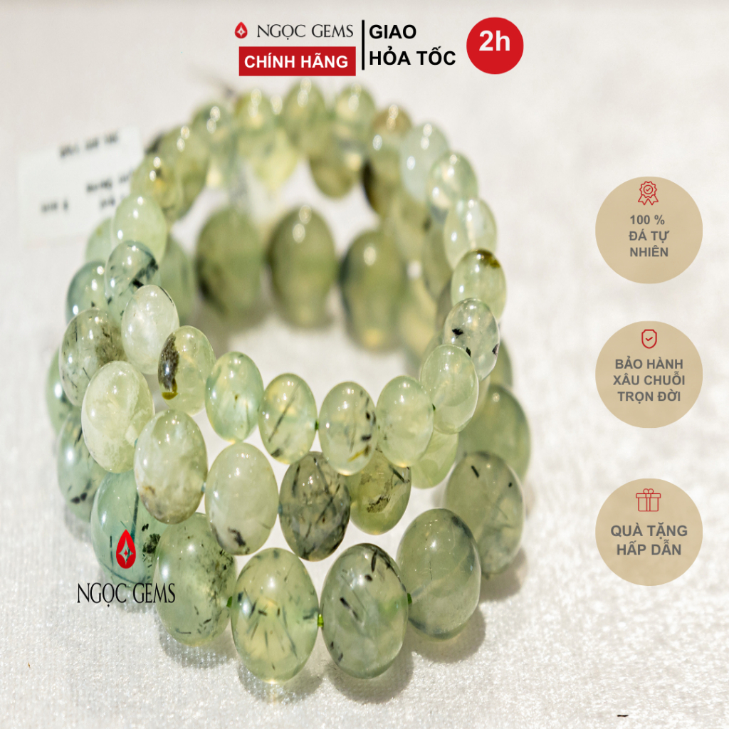 Vòng tay đá Prehnite - Trẻ Trung, Phong Cách - PRN0 - 7-12mm - Ngọc Gems