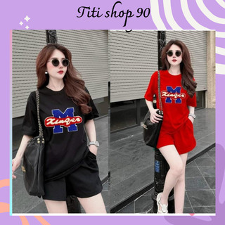  Set bộ đùi mặc nhà nữ mùa hè bigsize bộ quần áo đùi nữ 3 SIZE 45-75KG chất thun coton su co giãn in M kèm chữ 