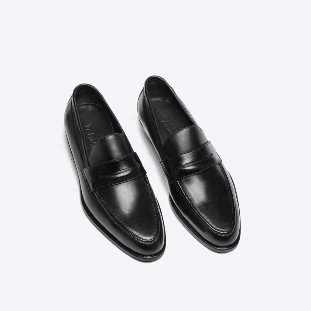 Giày Penny Loafer Nam TARMOR Da Thật Màu Đen Penny Loafer TM01 In Black Leather