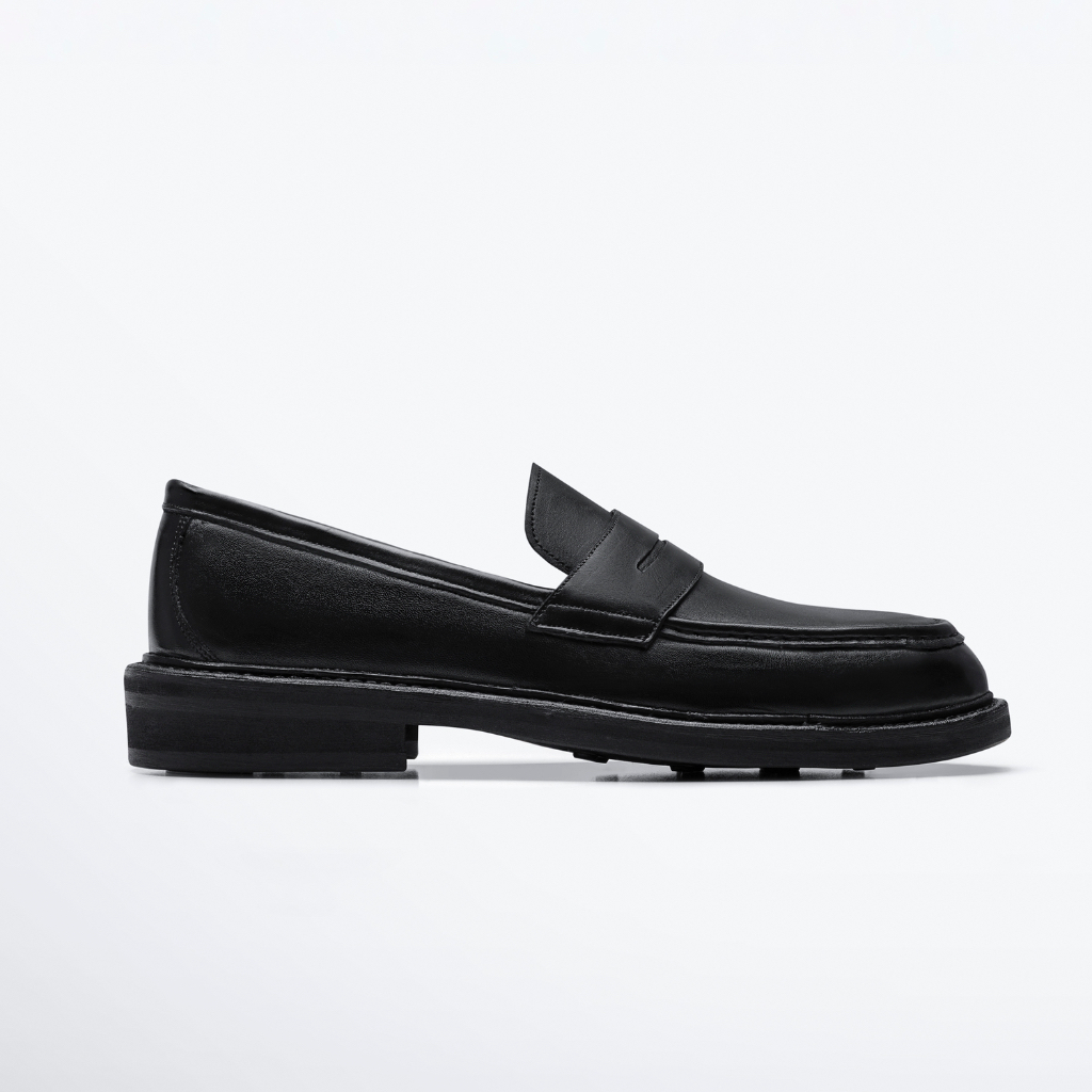 Giày Penny Loafer Nam Nữ TARMOR Da Thật Màu Đen TM02   Penny Loafer TM02 In Black Leather