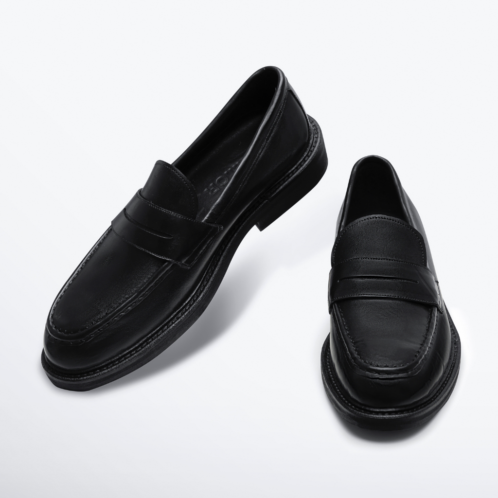 Giày Penny Loafer Nam Nữ TARMOR Da Thật Màu Đen TM02   Penny Loafer TM02 In Black Leather