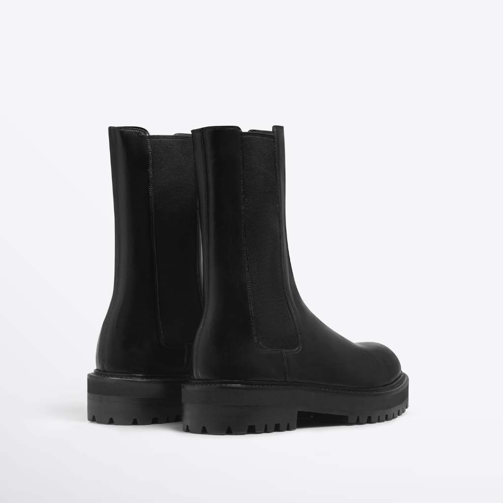 Giày Chelsea Boots Nam TARMOR Đế Chunky Màu Đen Da Thật Chunky Chelsea Boots In Black Leather