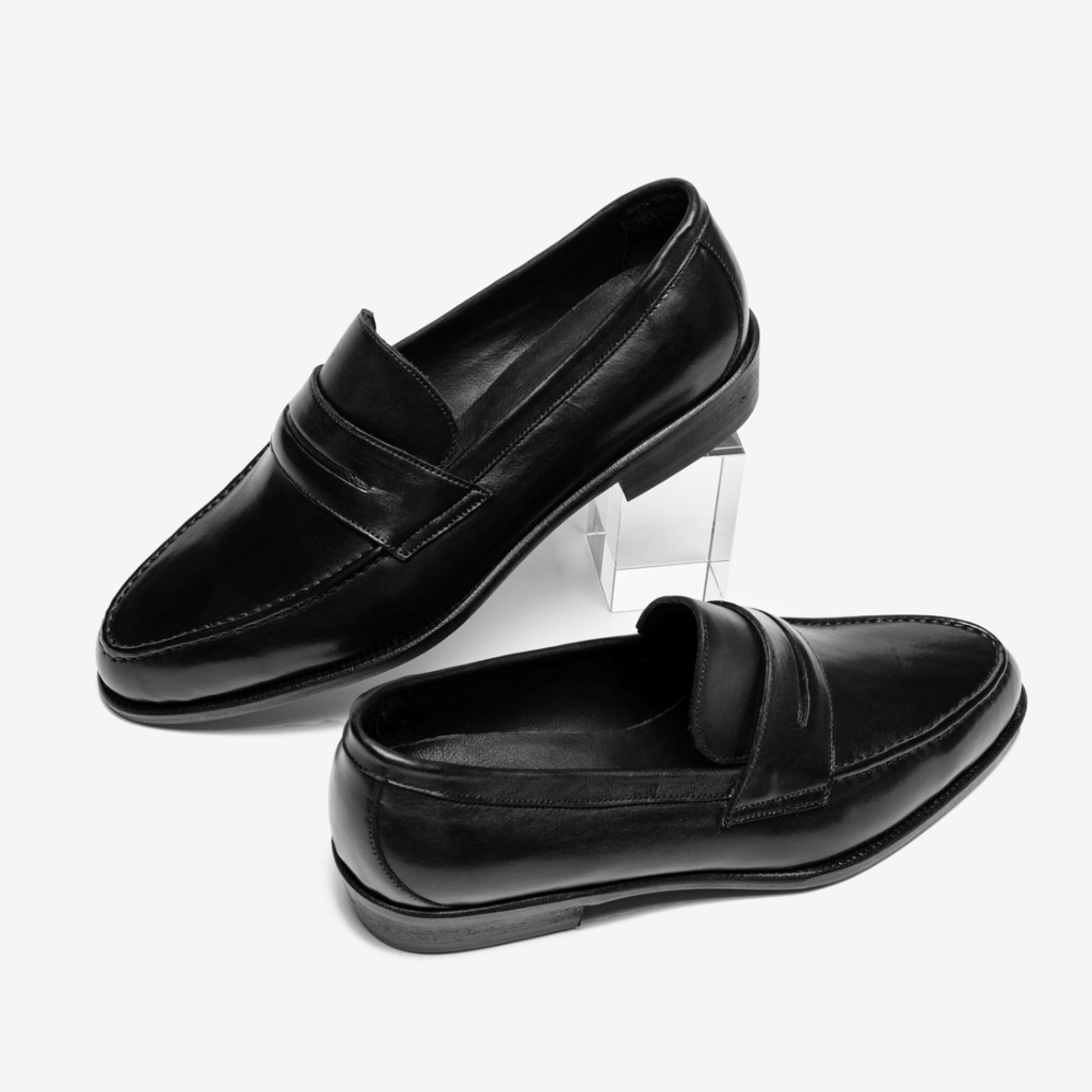 Giày Penny Loafer Nam TARMOR Da Thật Màu Đen Penny Loafer TM01 In Black Leather