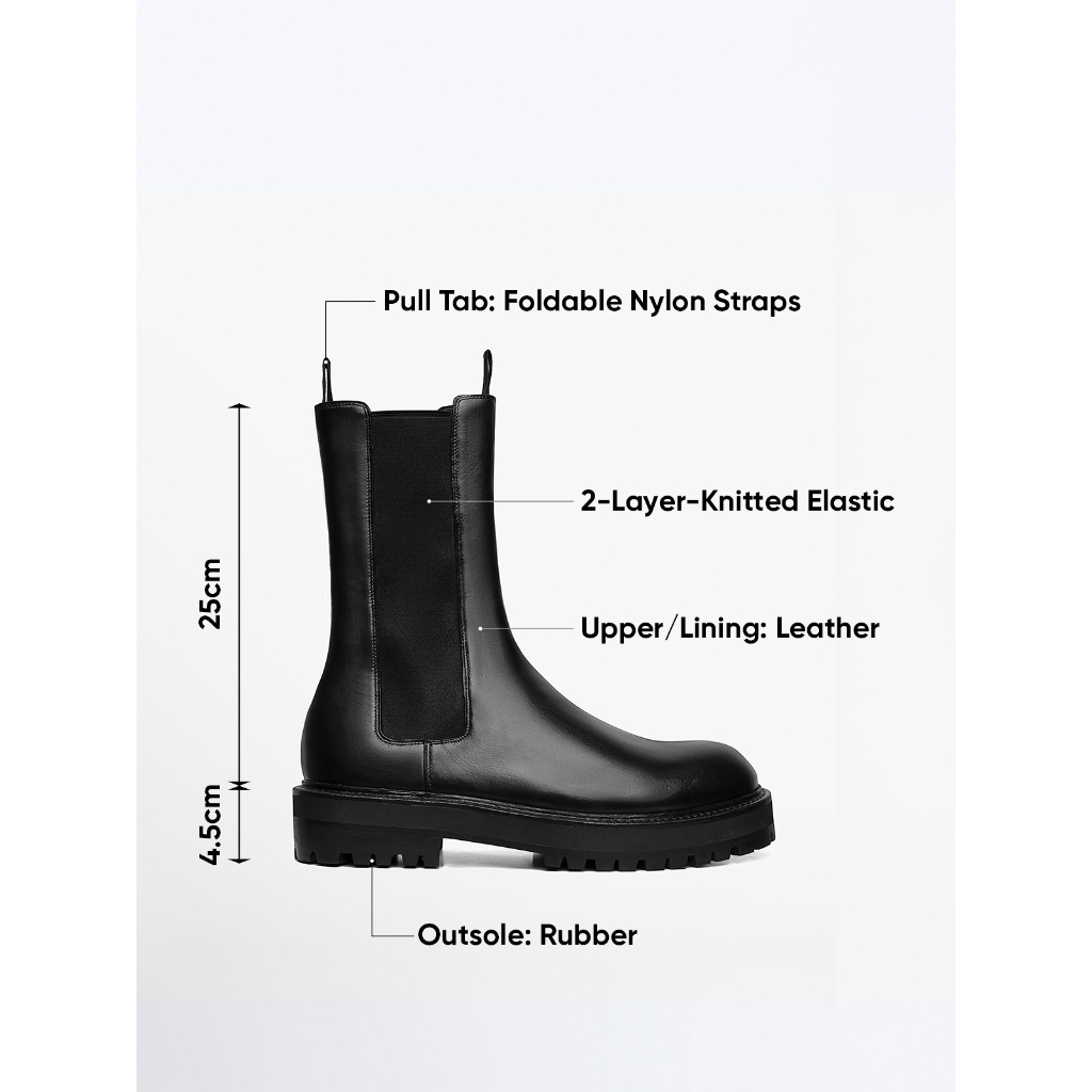 Giày Chelsea Boots Nam TARMOR Đế Chunky Màu Đen Da Thật Chunky Chelsea Boots In Black Leather