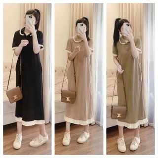 V69 váy Poloo phối chân bèo cổ sen