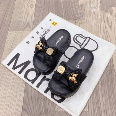 Dép lê cho bé gái quai ngang nơ gấu, dép cho bé đế cao 3 cm siêu nhẹ siêu êm, chất liệu xốp EVA cao cấp DQN01