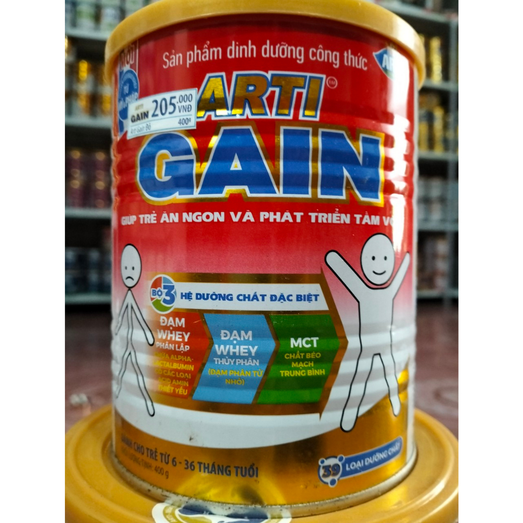 Sữa bột Arti Gain đỏ 400g dành cho trẻ từ 6 đến 36 tháng Tăng cân hiệu quả cho trẻ gầy Dễ Uống