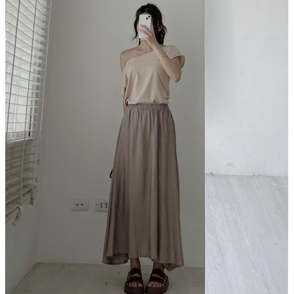 Chân váy xoè dáng dài chất đũi hàn - Retrostyle - CV0199_P8K3