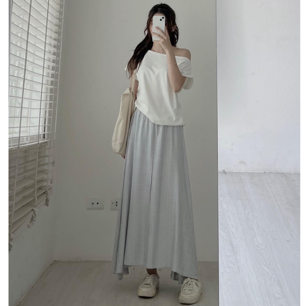 Chân váy xoè dáng dài chất đũi hàn - Retrostyle - CV0199_P8K3