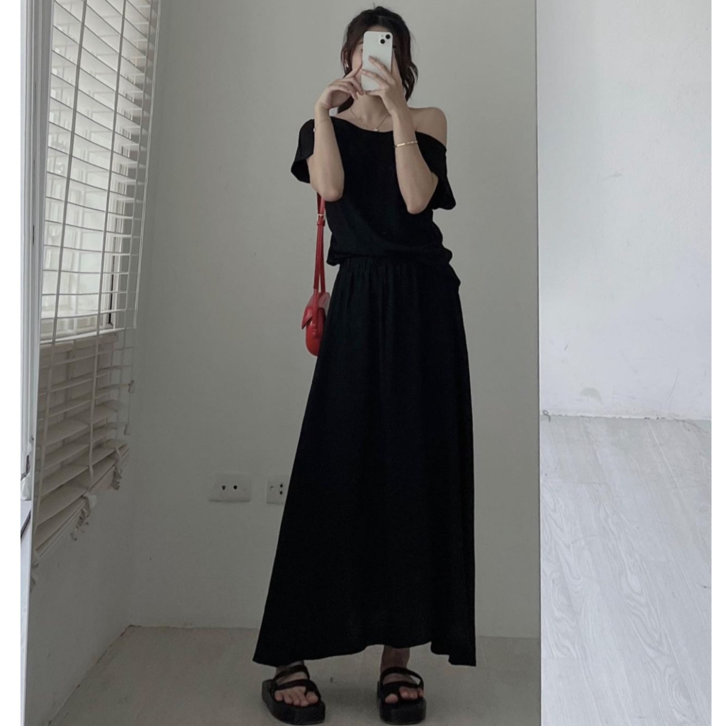 Chân váy xoè dáng dài chất đũi hàn - Retrostyle - CV0199_P8K3