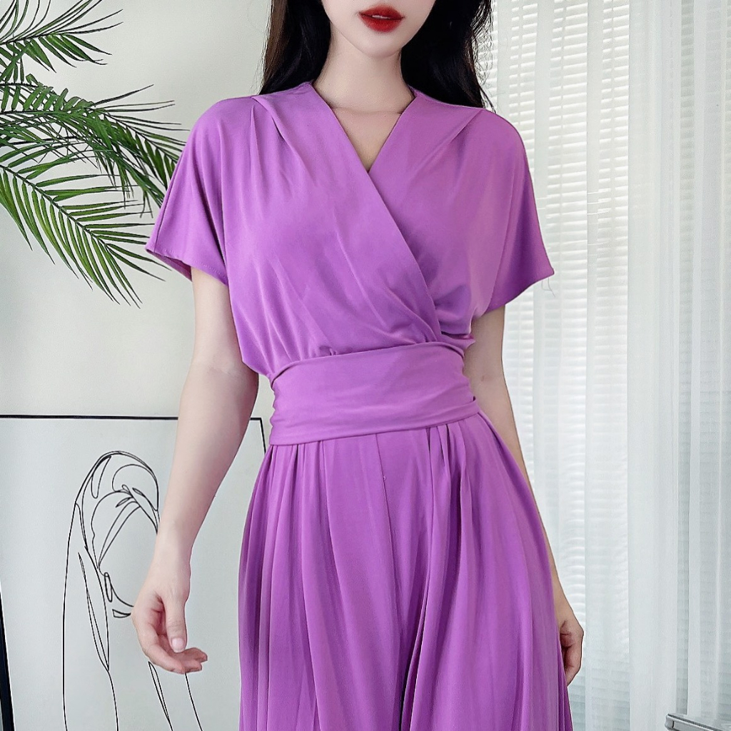 Jumpsuit trơn xếp ly nữ quần ống suông sang trọng MIMIX DD6200 | BigBuy360 - bigbuy360.vn