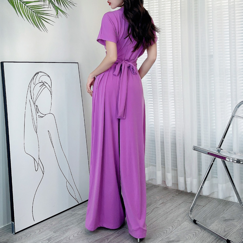 Jumpsuit trơn xếp ly nữ quần ống suông sang trọng MIMIX DD6200 | BigBuy360 - bigbuy360.vn