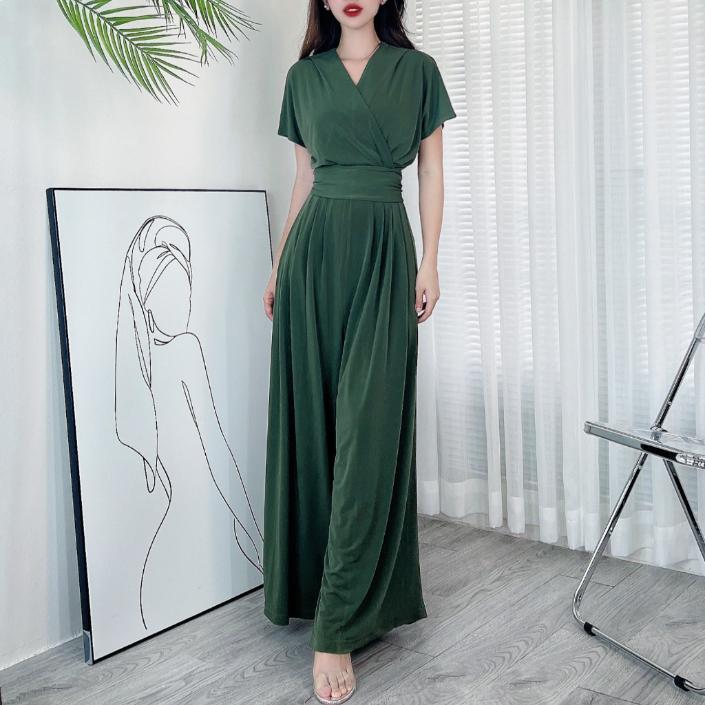 Jumpsuit trơn xếp ly nữ quần ống suông sang trọng MIMIX DD6200 | BigBuy360 - bigbuy360.vn