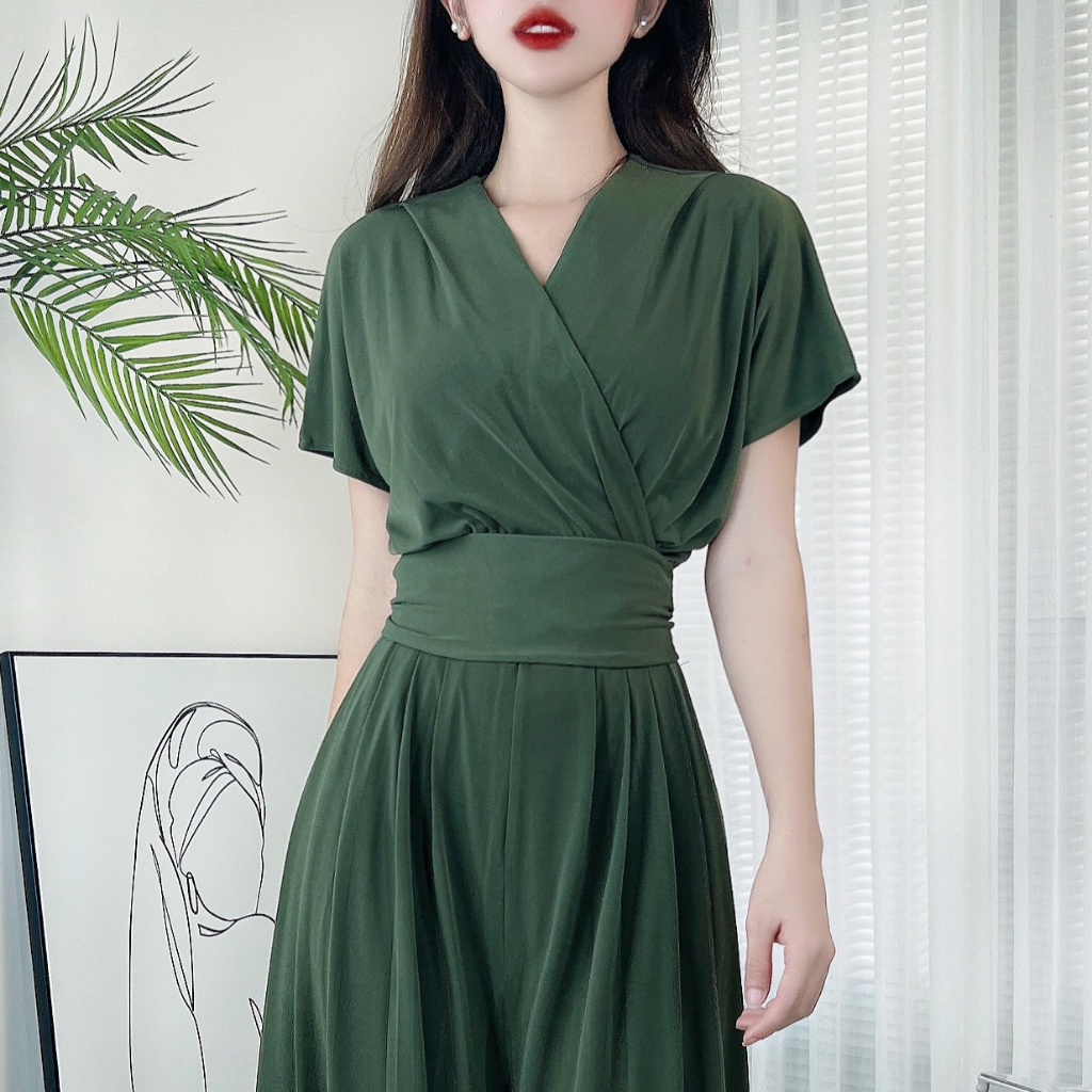 Jumpsuit trơn xếp ly nữ quần ống suông sang trọng MIMIX DD6200 | BigBuy360 - bigbuy360.vn