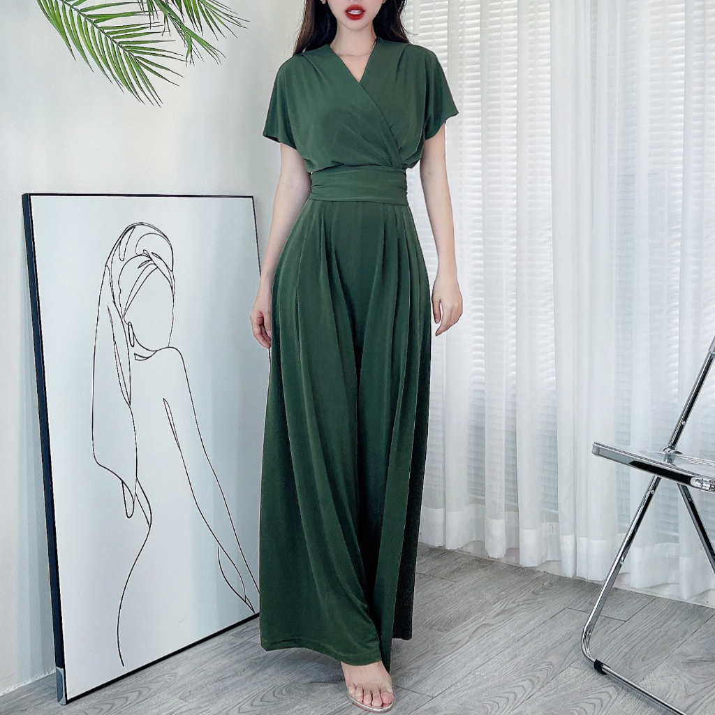 Jumpsuit trơn xếp ly nữ quần ống suông sang trọng MIMIX DD6200 | BigBuy360 - bigbuy360.vn