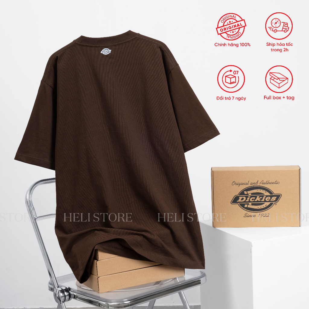 Áo thun Nam Nữ Unisex Nâu Đậm  - Teeshirt Dickies Original -  Unisex nam nữ - Cam kết chính hãng.