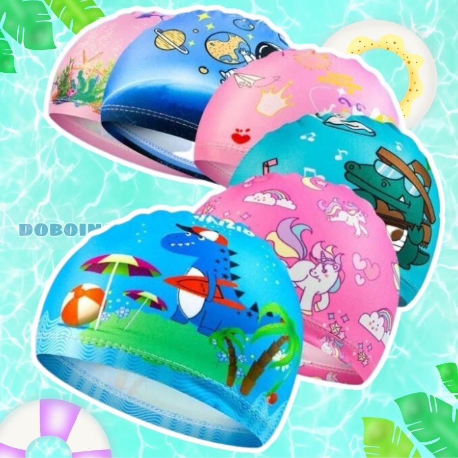 Mũ bơi cho bé gái họa tiết Kỳ Lân, Tiên Cá,... Cute đáng yêu