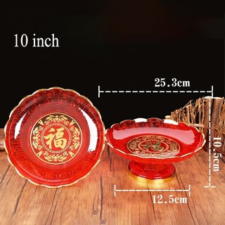 Dĩa chưng trái cây, dĩa cúng nhựa pha lê chân có thể tháo rời