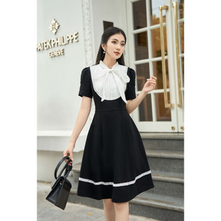Đầm cổ nơ phối trắng Kiel dress V0623T4