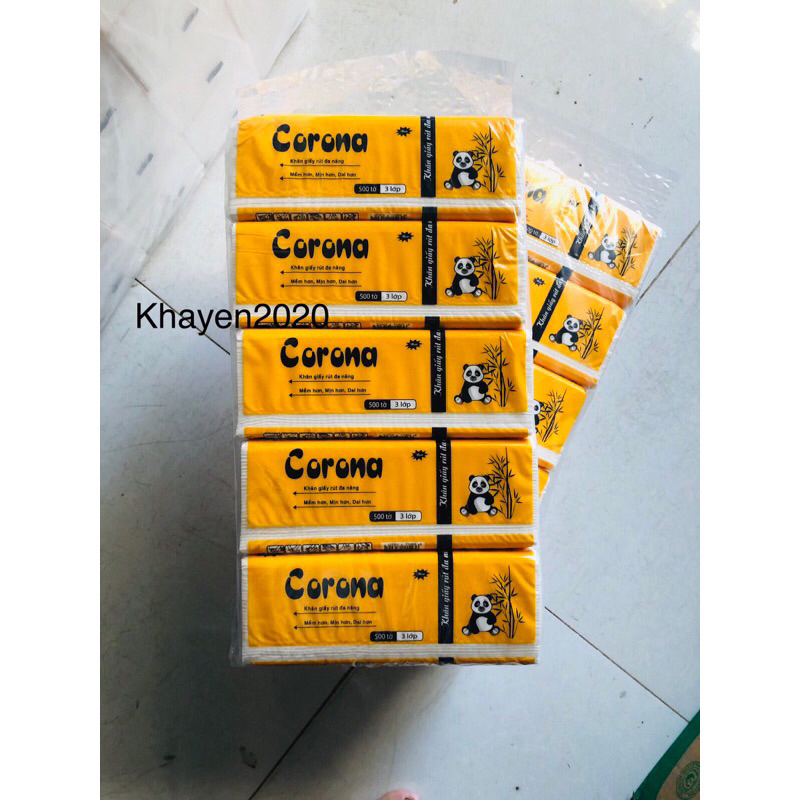 Combo 5 gói giấy rút gấu trúc 500 tờ 3 lớp
