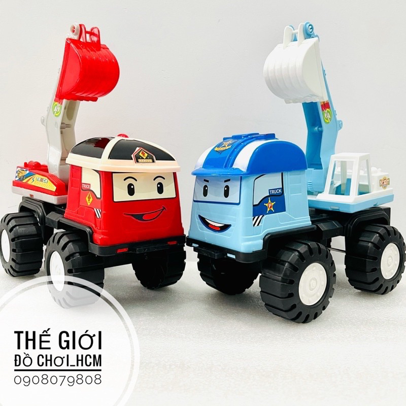 Đồ chơi xe xúc, xe rơ móc Poli dành cho bé thích các loại xe mô hình hoạt hình Poli .