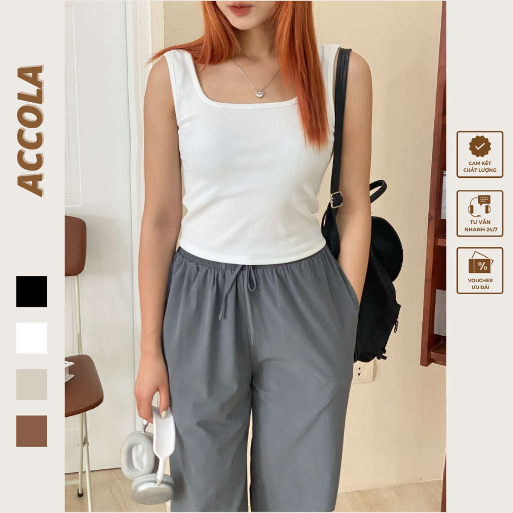 Áo ba lỗ cổ vuông vải cotton T2923 by Accola Made