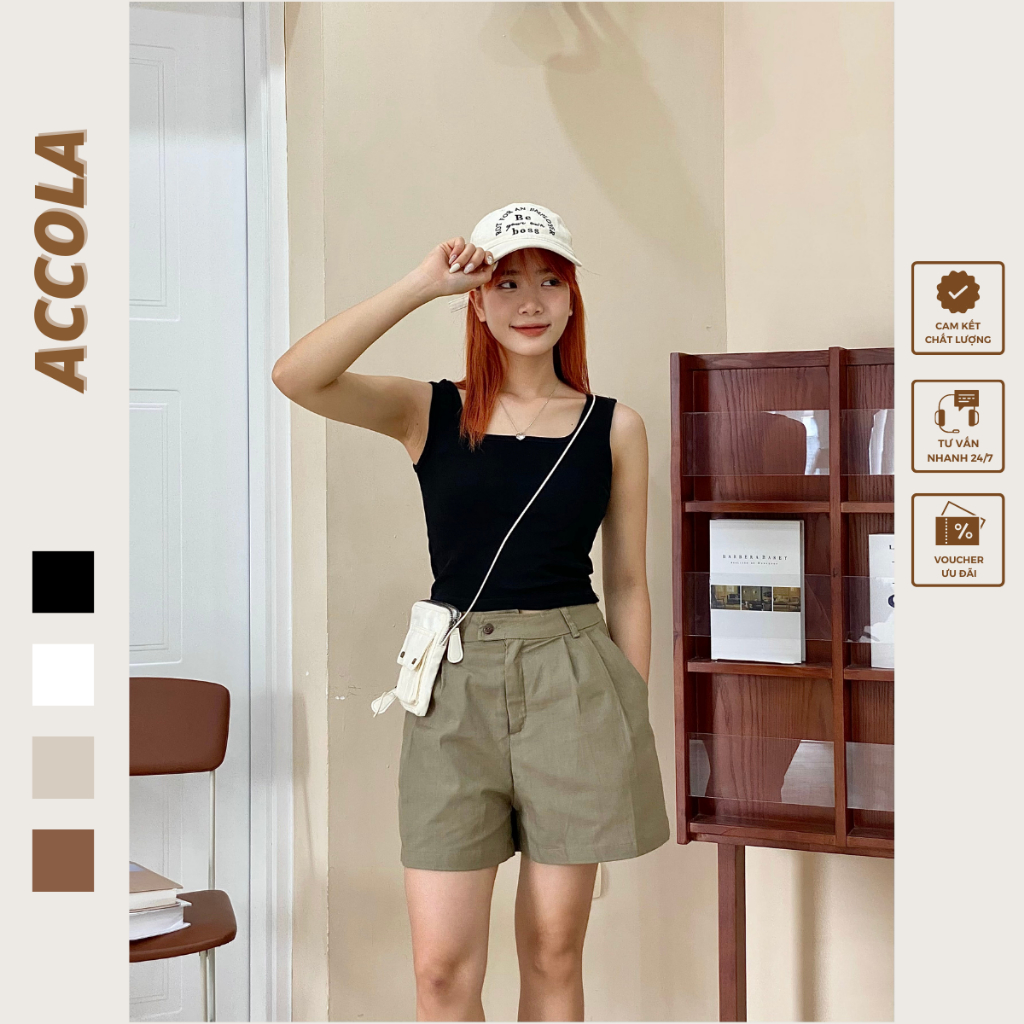 Áo ba lỗ cổ vuông vải cotton T2923 by Accola Made