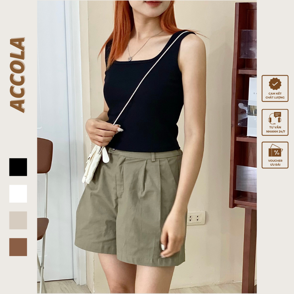 Áo ba lỗ cổ vuông vải cotton T2923 by Accola Made