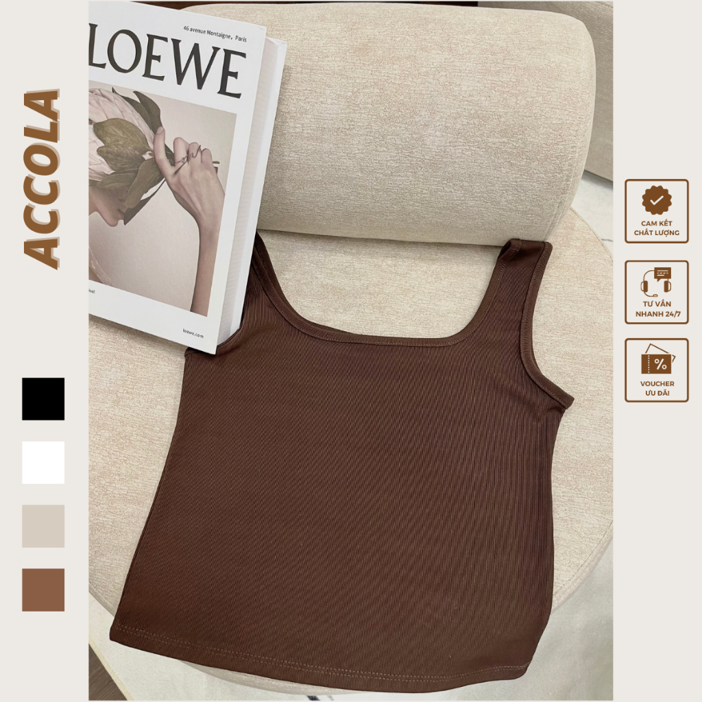 Áo ba lỗ cổ vuông vải cotton T2923 by Accola Made
