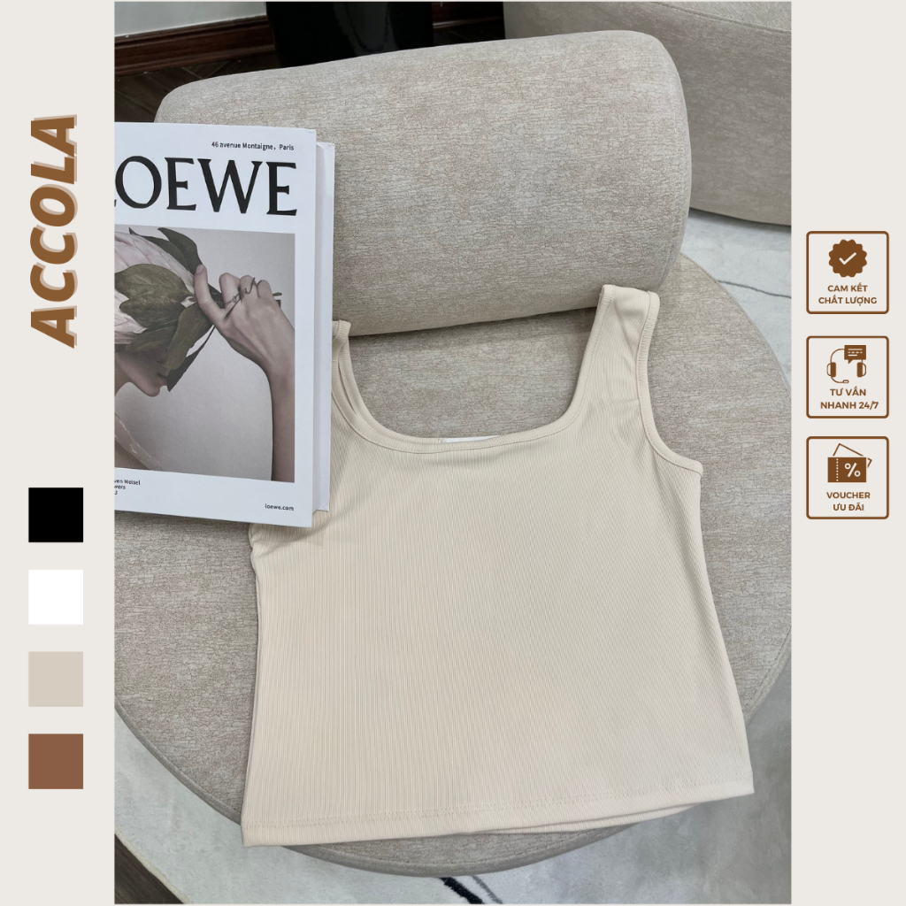 Áo ba lỗ cổ vuông vải cotton T2923 by Accola Made