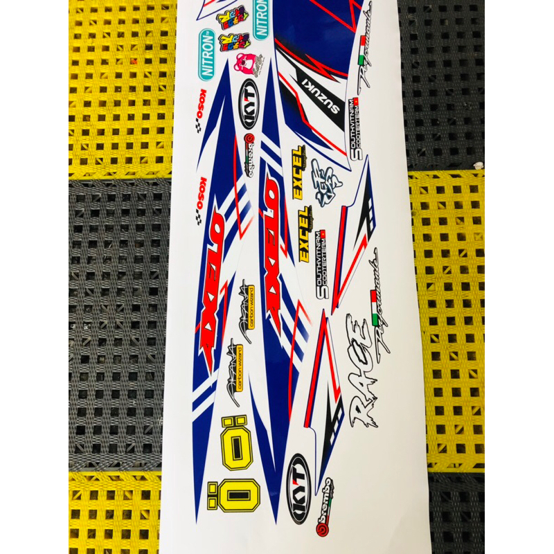 tem axelo mẫu tem zin xanh trắng