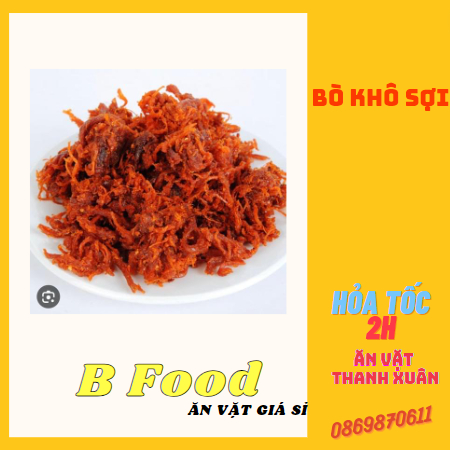 Khô bò sợi xé cay 500g làm bánh tráng, ăn vặt cay ngon nhức nách
