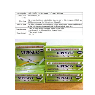 Phấn diệt kiến, gián, côn trùng Vipesco (Hộp 2 cây)