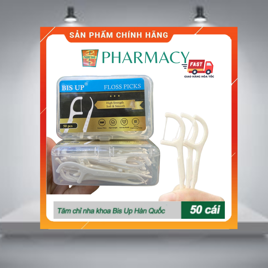 Hộp tăm chỉ nha khoa BIS UP Hàn Quốc FLOSS PICK 50 cây