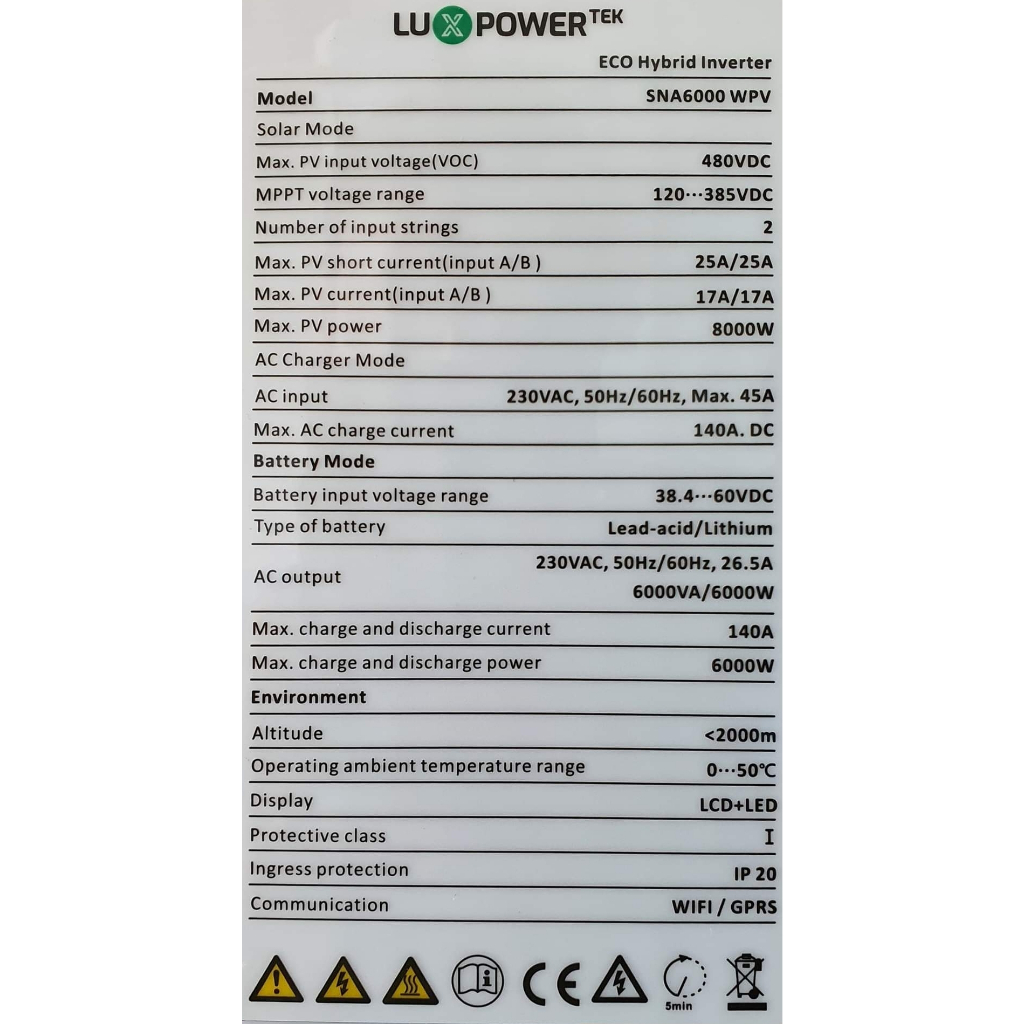 Biến Tần Luxpower Hybrid SNA 6KW chính hãng tại Hà Nội